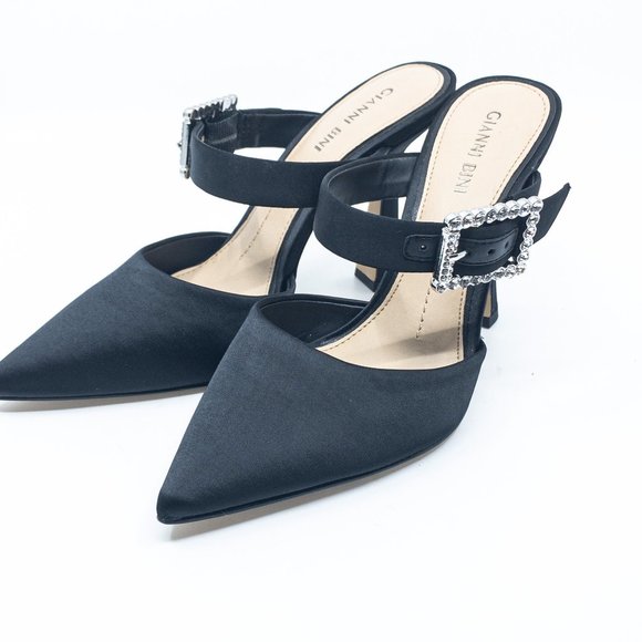 GIANNI BINI Black Satin Maleenah Mules Size 7 - G0222 - Picture 3 of 11